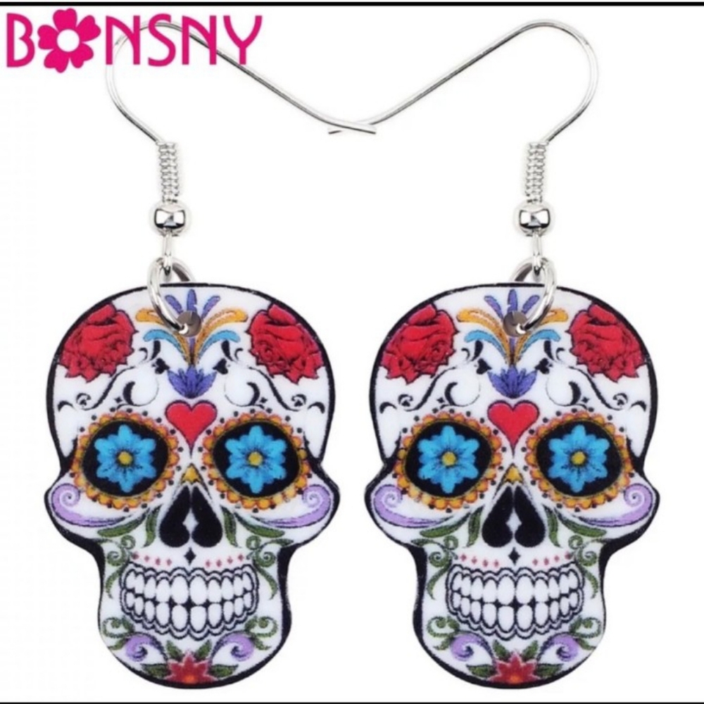 BONSNY Sugar Skull Earrings